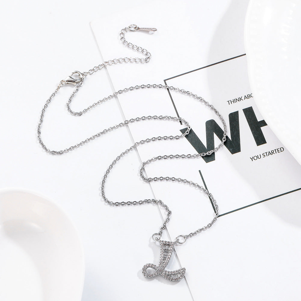 26 letter item jewelry wife's romantic travel copper micro-inlaid pendant Xie Na with the same style of personalized necklace jewelry