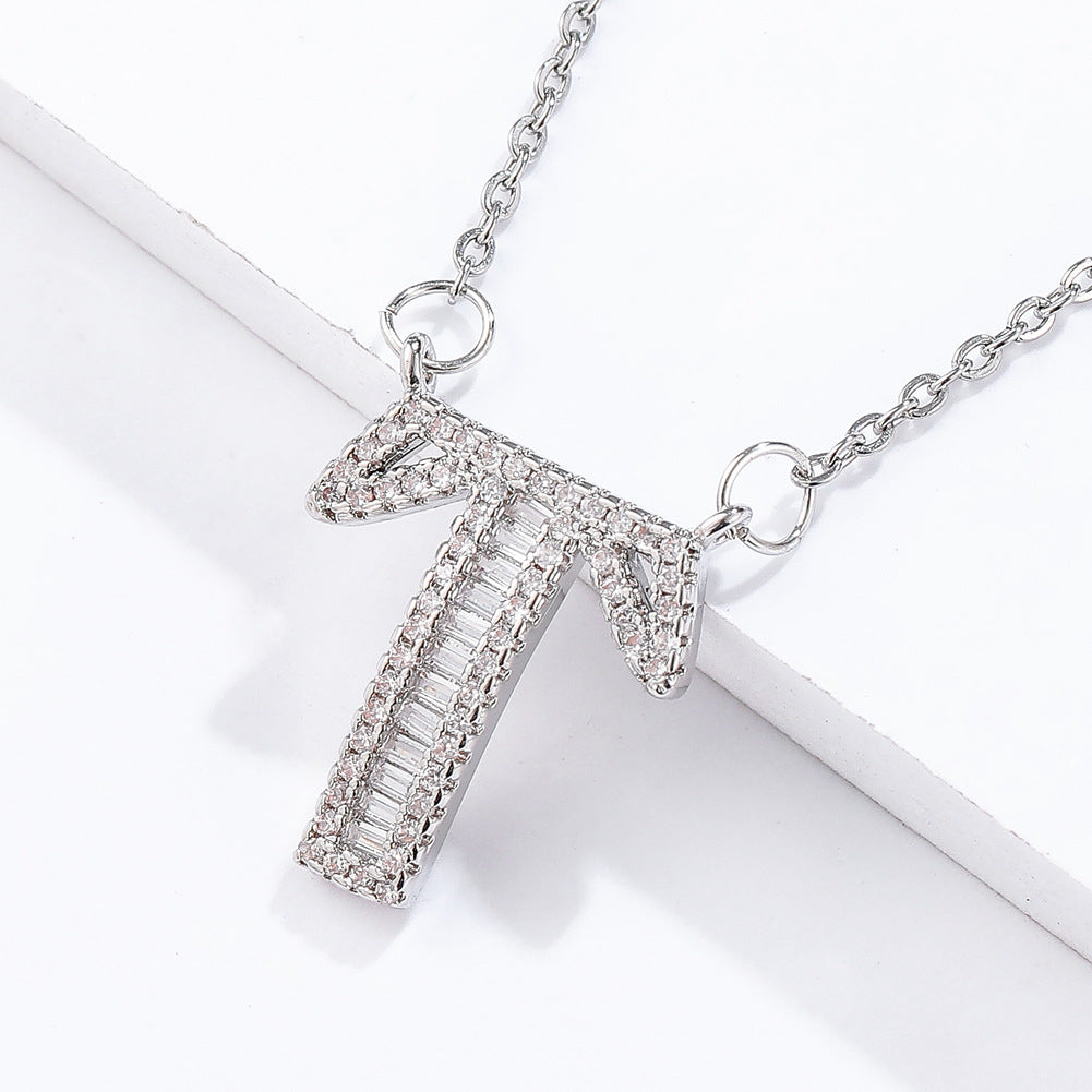 26 letter item jewelry wife's romantic travel copper micro-inlaid pendant Xie Na with the same style of personalized necklace jewelry