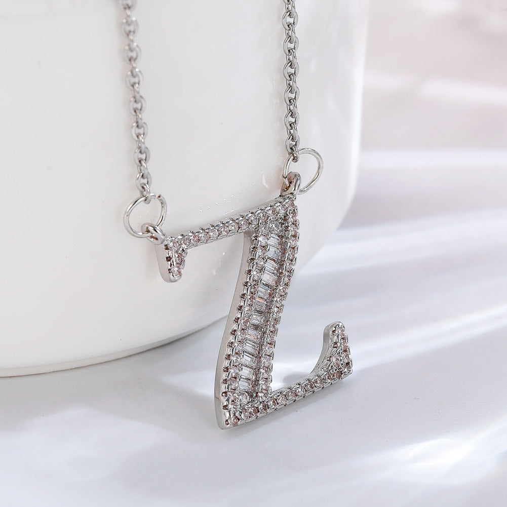 26 letter item jewelry wife's romantic travel copper micro-inlaid pendant Xie Na with the same style of personalized necklace jewelry