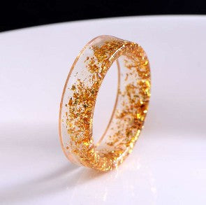 Retro Hand Jewelry Creative Handmade Dried Flower Wafer Transparent Resin Multicolor Ring Popular Jewelry