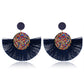 Earrings Fashion Color Diamond Scalloped Tassel Earrings Bohemian Exaggerated Retro Tassel Earrings