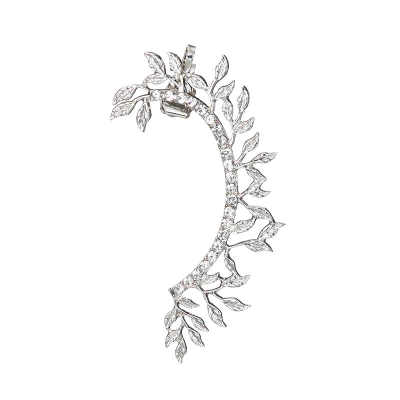 Earrings Temperament Leaves Diamond Earrings Women's Creative Single Domineering Exaggerated Earrings Ear Clips