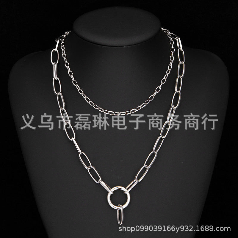 Jewelry Personalized Key Lock Necklace Sweater Chain Men's and Women's Simple Lock-shaped Temperament Necklace