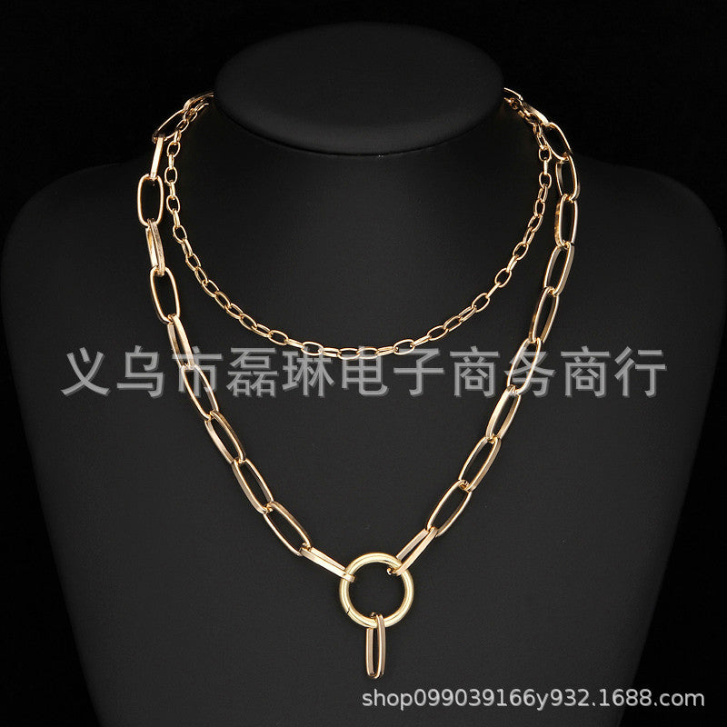 Jewelry Personalized Key Lock Necklace Sweater Chain Men's and Women's Simple Lock-shaped Temperament Necklace