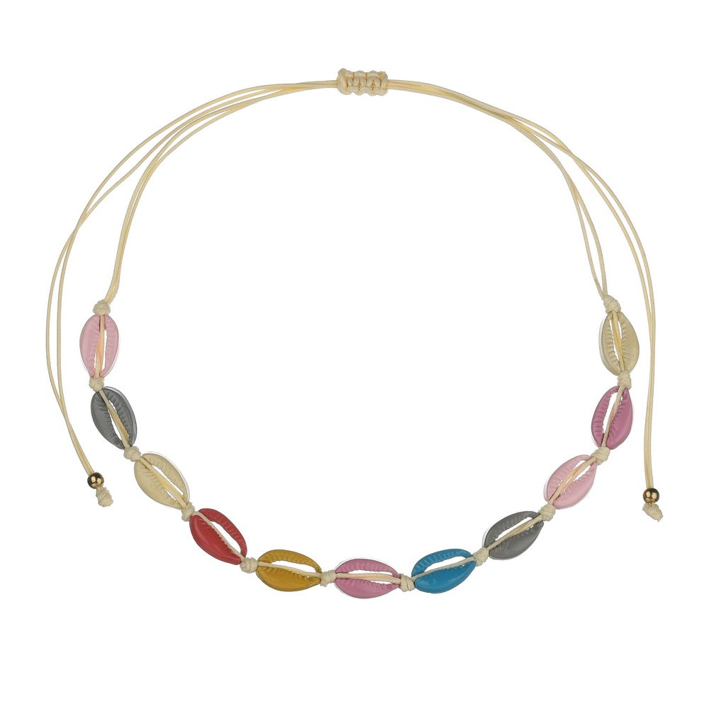Jewelry Drip Oil Painted Alloy Shell Necklace Bohemian Braided Shell Bracelet
