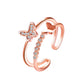 Fashion Jewelry Double Butterfly Ring Women's Popular Rose Gold Diamond Opening Adjustable Ring