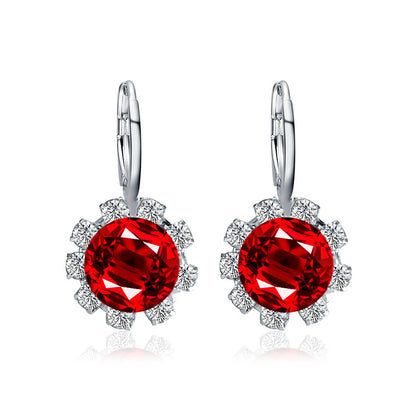 Fashion Round Crystal Diamond Sunflower Stud Earrings Classic Zircon Temperament Earrings Earrings