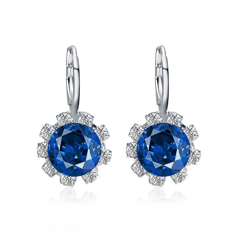 Fashion Round Crystal Diamond Sunflower Stud Earrings Classic Zircon Temperament Earrings Earrings