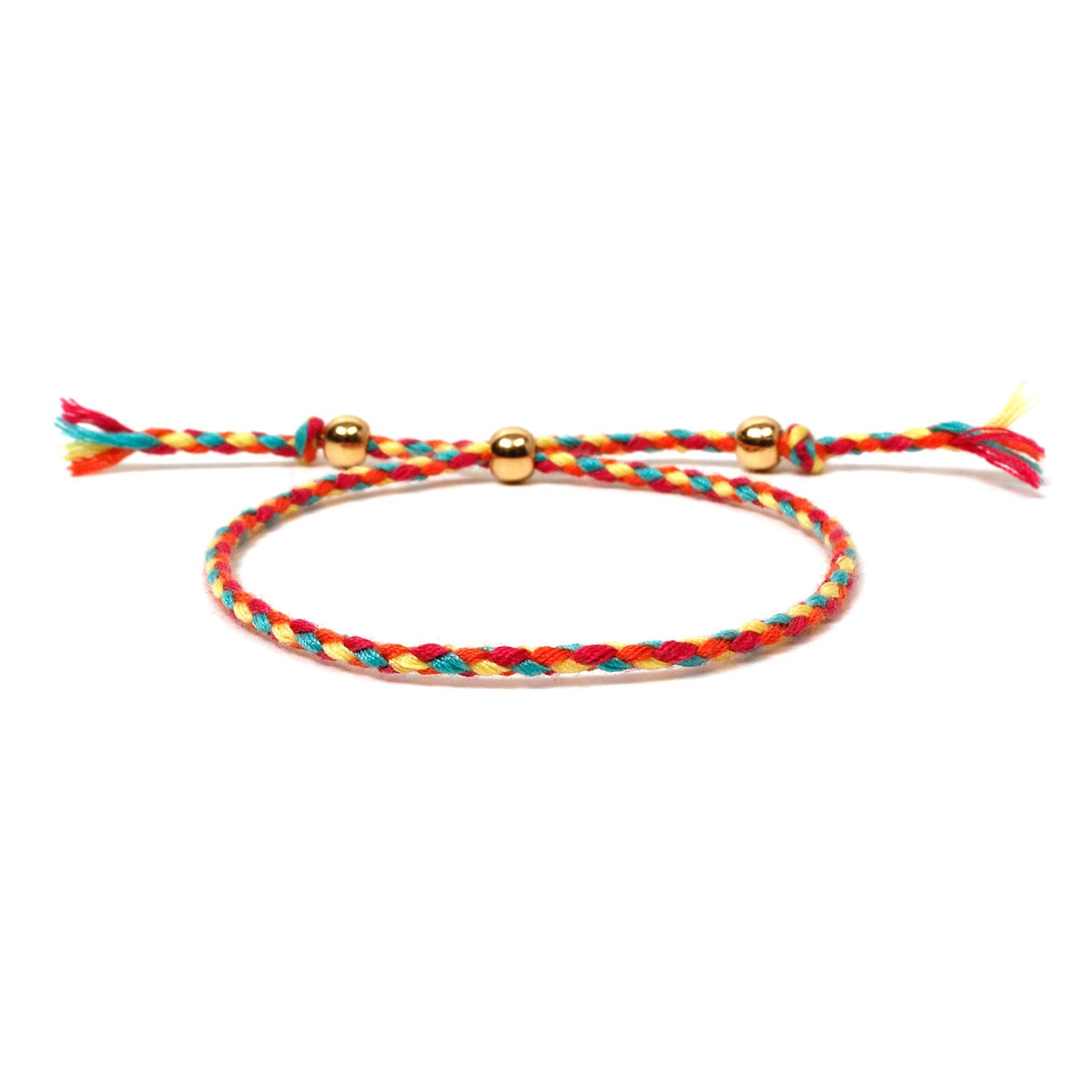 Custom Jewelry Gold Bead Bracelet Women Fashion Handwoven Colorful Thread Hand Jewelry