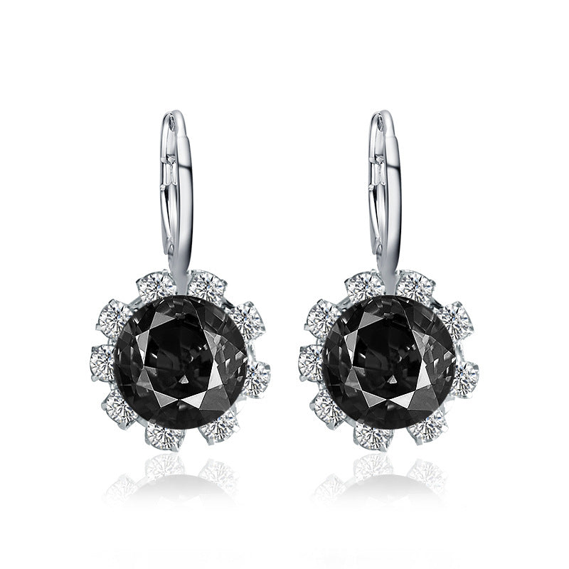 Fashion Round Crystal Diamond Sunflower Stud Earrings Classic Zircon Temperament Earrings Earrings