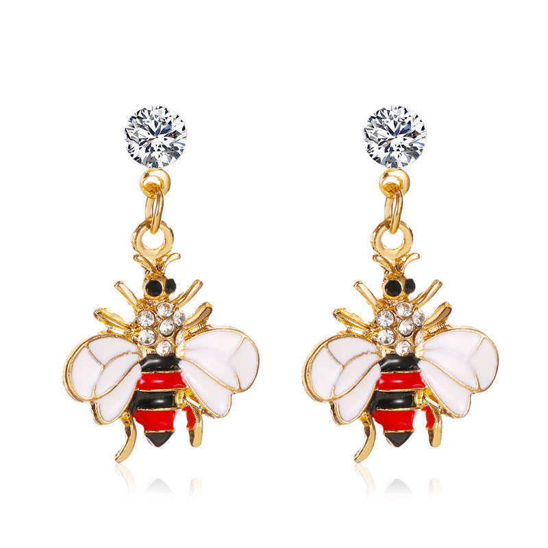 Earrings Cute Bee Diamond Stud Earrings Female Personality Sweet Earrings Long Earrings