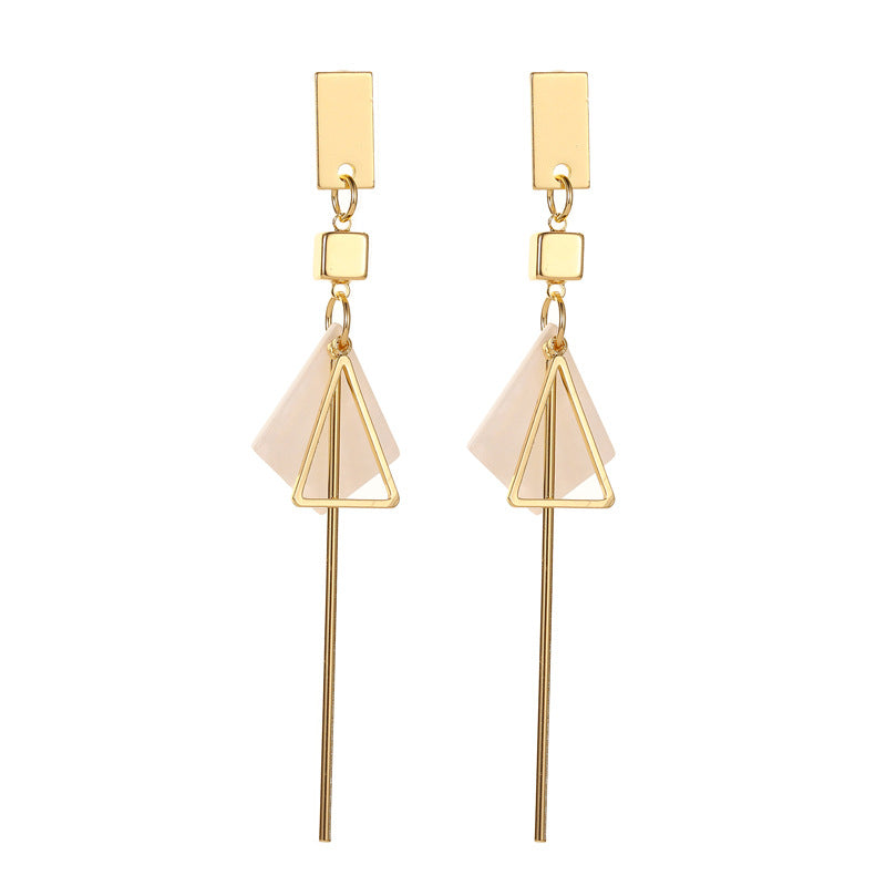 Fashion Net Red Tassel Earrings Acetate Plate Geometric Stud Earrings Cold Long Triangular Earrings