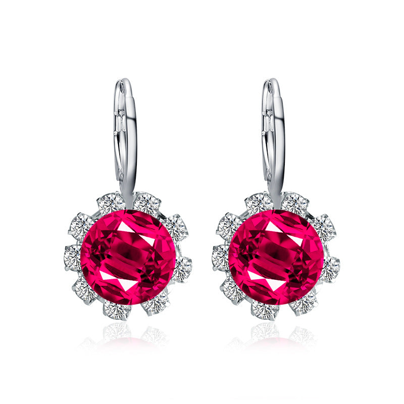 Fashion Round Crystal Diamond Sunflower Stud Earrings Classic Zircon Temperament Earrings Earrings