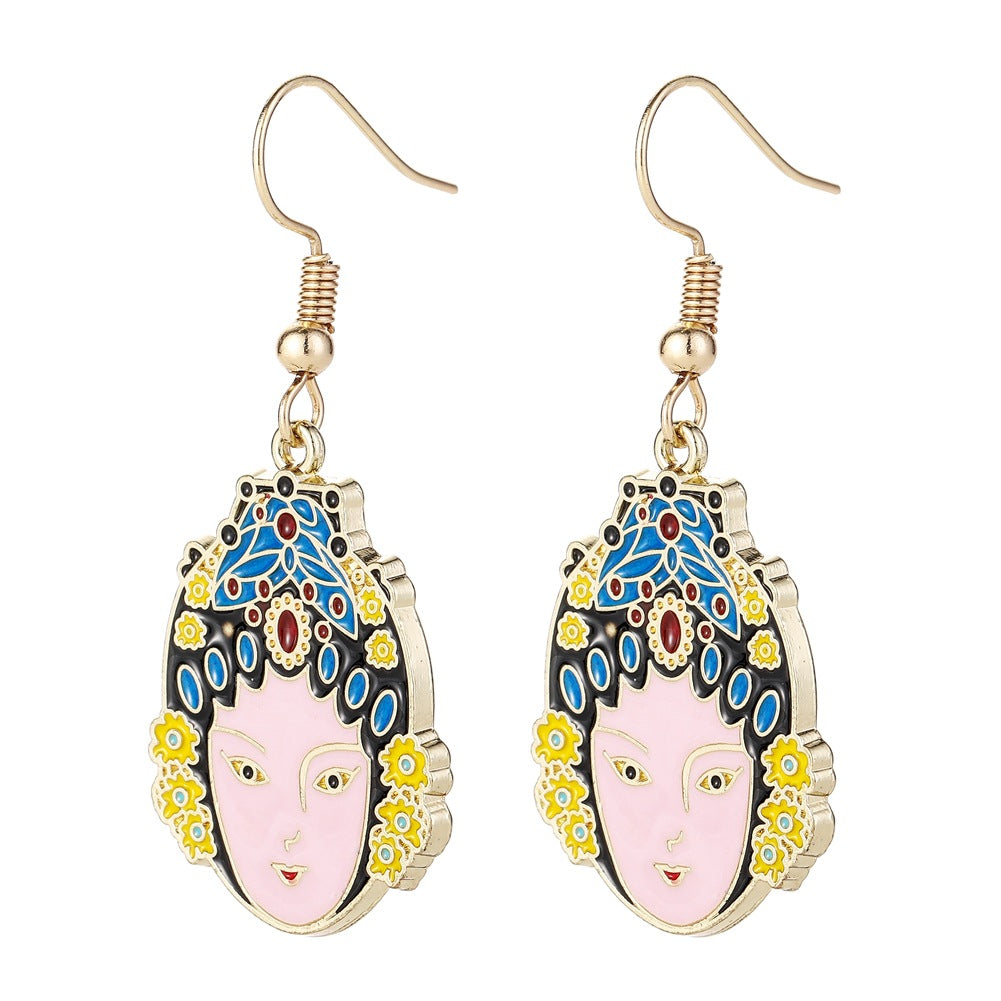 Personality Fashion Ear Jewelry Chinese Earrings Ancient Beijing Opera Mask Earrings