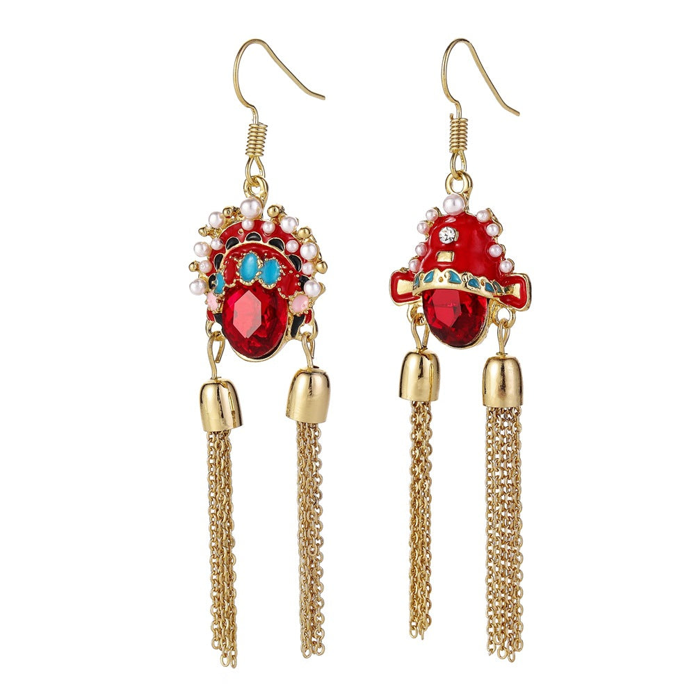 Personality Fashion Ear Jewelry Chinese Earrings Ancient Beijing Opera Mask Earrings
