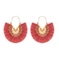 Ethnic tassel earrings retro exaggerated fan-shaped lace pattern earrings earrings earrings
