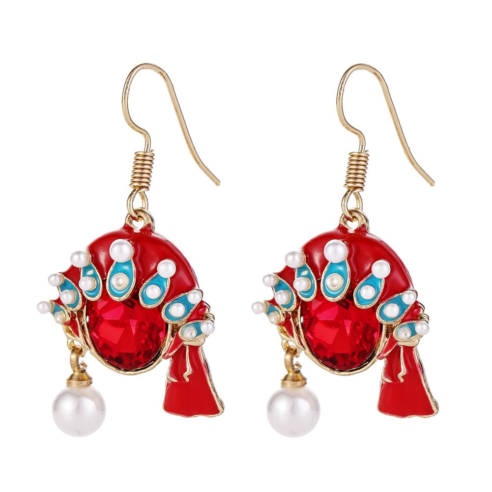 Personality Fashion Ear Jewelry Chinese Earrings Ancient Beijing Opera Mask Earrings