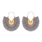 Ethnic tassel earrings retro exaggerated fan-shaped lace pattern earrings earrings earrings