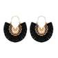 Ethnic tassel earrings retro exaggerated fan-shaped lace pattern earrings earrings earrings
