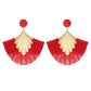 Earrings Bohemian fan-shaped tassel earrings fashion ripple design temperament exaggerated earrings