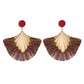 Earrings Bohemian fan-shaped tassel earrings fashion ripple design temperament exaggerated earrings