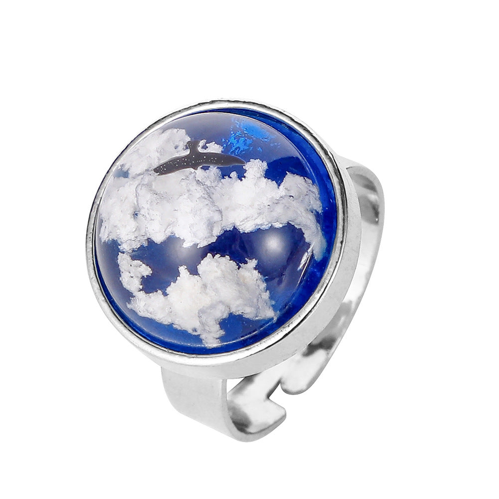 ETSY creative blue sky and white cloud jewelry fashion black shadow eagle series