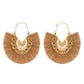 Ethnic tassel earrings retro exaggerated fan-shaped lace pattern earrings earrings earrings