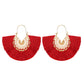 Ethnic tassel earrings retro exaggerated fan-shaped lace pattern earrings earrings earrings