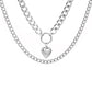 Jewelry Fashion Double Love Pendant Exaggerated Thick Chain Necklace Cold Street Shooting Sweater Chain
