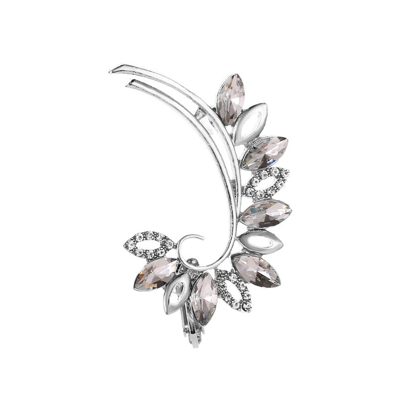 Earrings Temperament Diamond Butterfly Flower Single Crystal Ear Clip Hipster Catwalk Night Stud Earrings