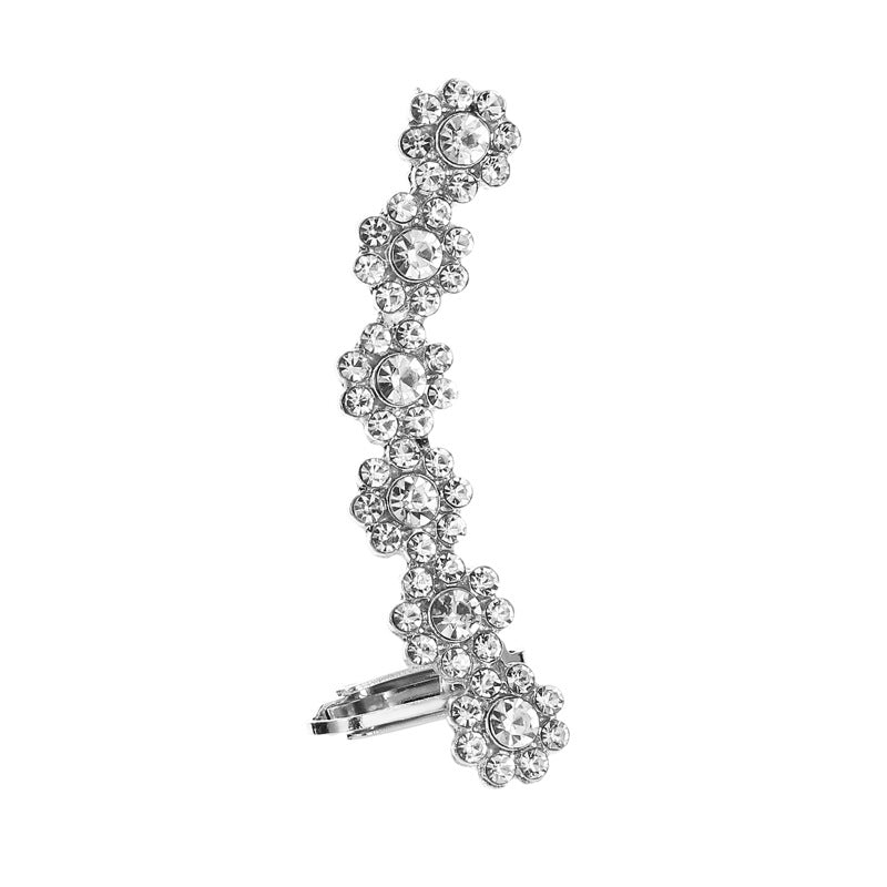 Earrings Temperament Diamond Butterfly Flower Single Crystal Ear Clip Hipster Catwalk Night Stud Earrings