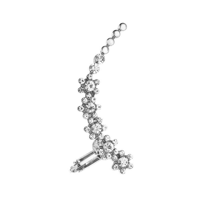 Earrings Temperament Diamond Butterfly Flower Single Crystal Ear Clip Hipster Catwalk Night Stud Earrings