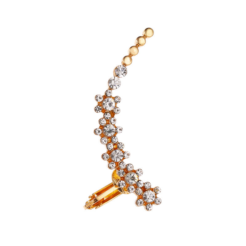 Earrings Temperament Diamond Butterfly Flower Single Crystal Ear Clip Hipster Catwalk Night Stud Earrings