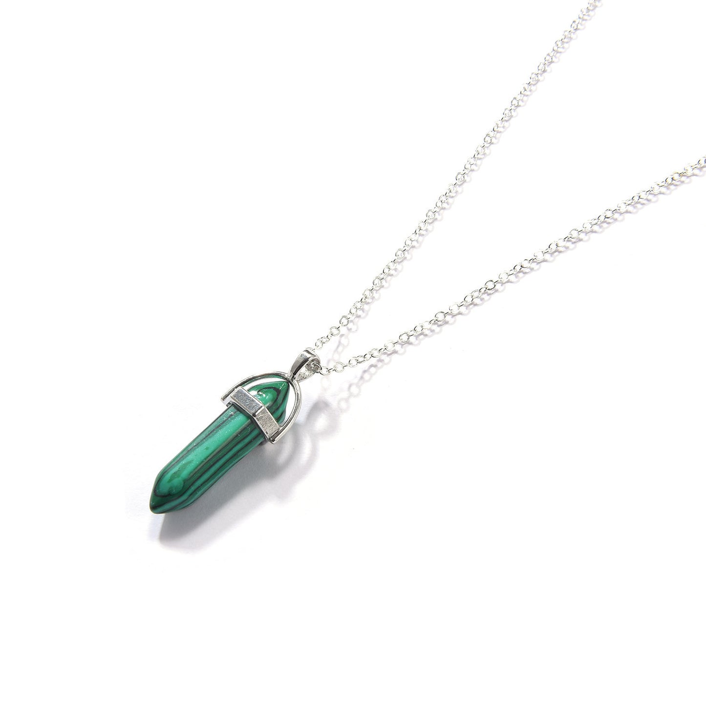 Fashion Agate Hexagon Pillar Pendant Necklace Simple Clavicle Chain Jewelry