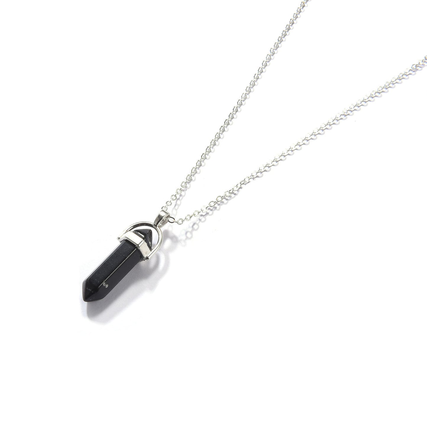 Fashion Agate Hexagon Pillar Pendant Necklace Simple Clavicle Chain Jewelry