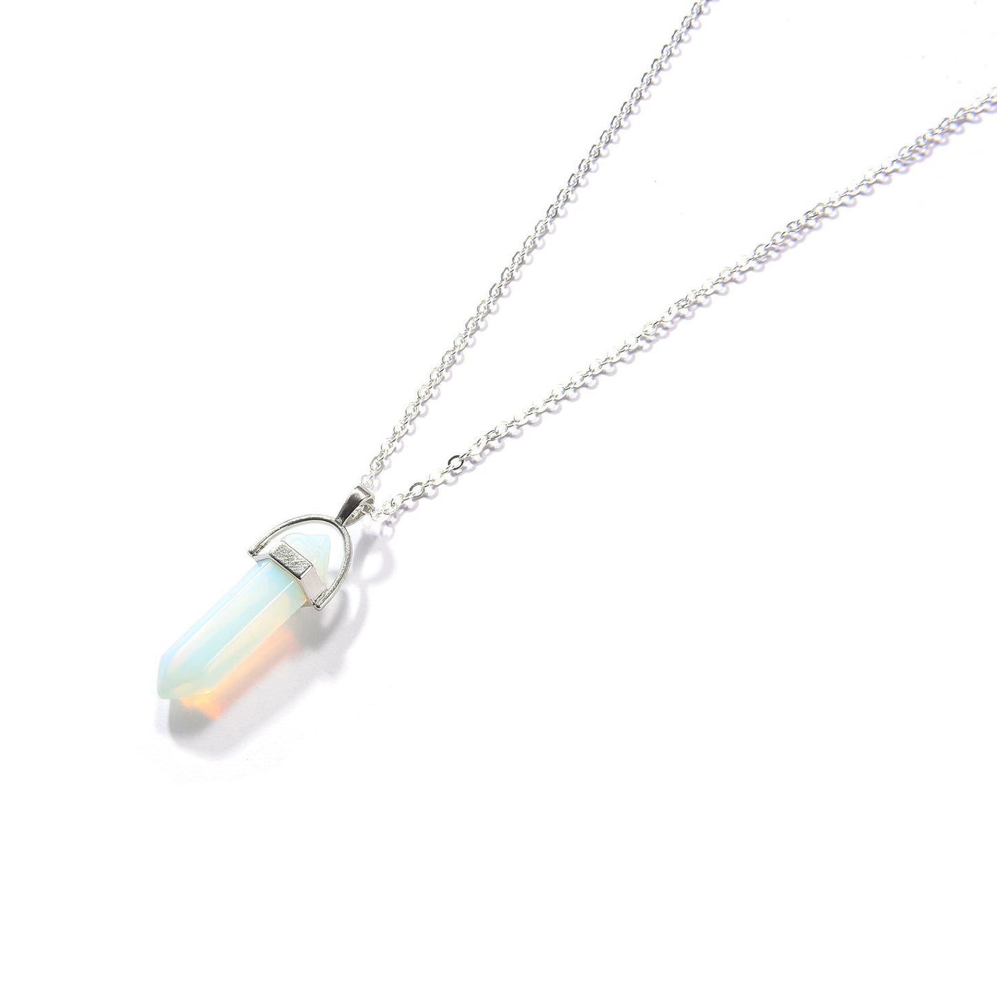 Fashion Agate Hexagon Pillar Pendant Necklace Simple Clavicle Chain Jewelry