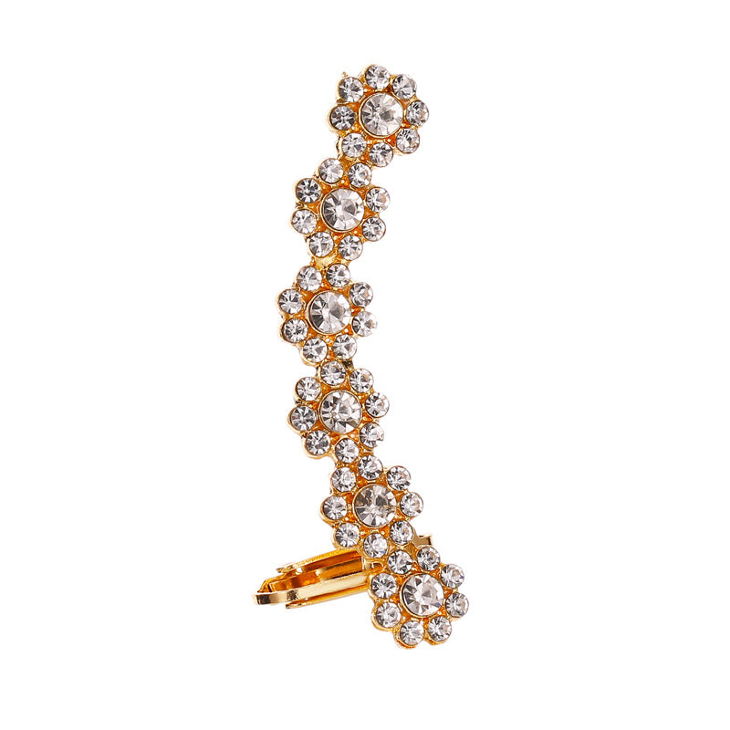 Earrings Temperament Diamond Butterfly Flower Single Crystal Ear Clip Hipster Catwalk Night Stud Earrings