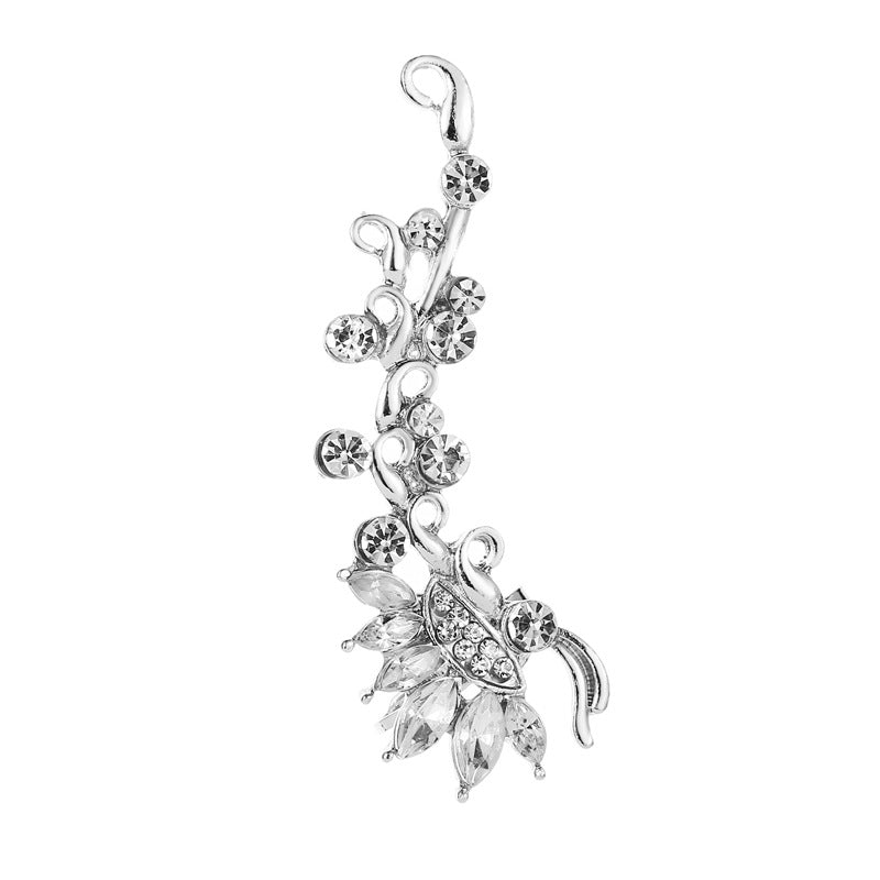 Earrings Temperament Diamond Butterfly Flower Single Crystal Ear Clip Hipster Catwalk Night Stud Earrings