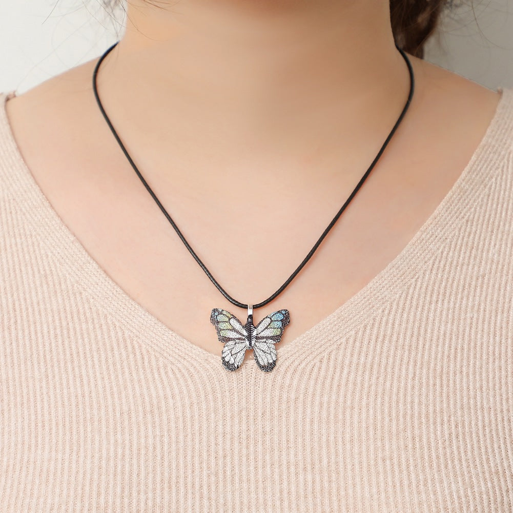 Creative Personality Necklace Painted Butterfly Plating Leaf Jewelry
