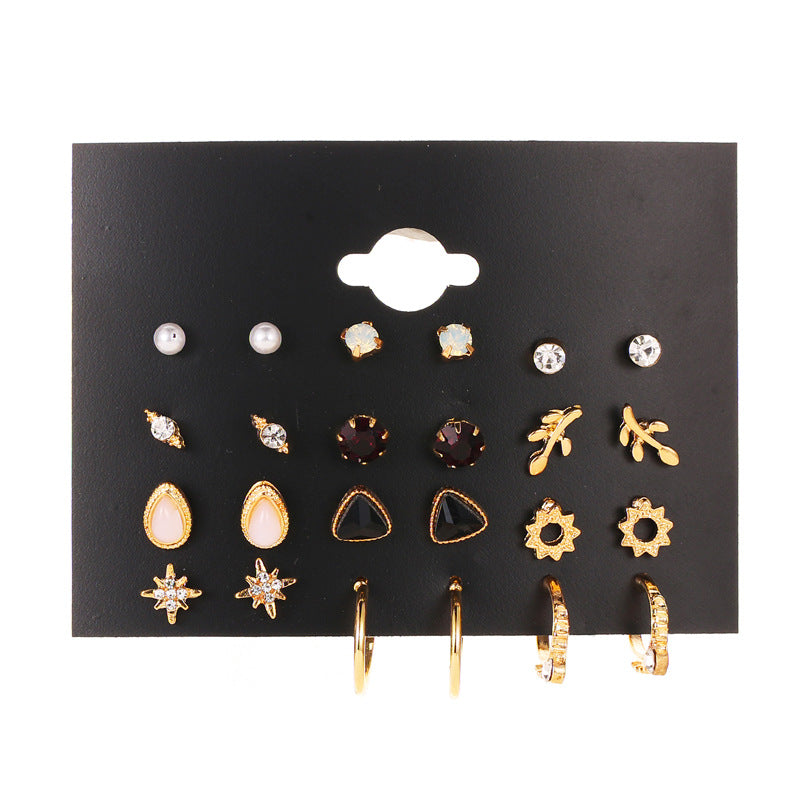 Earrings Fashion Set Tassel Earrings Bohemian Leaf Geometric 6 Pairs Stud Earrings