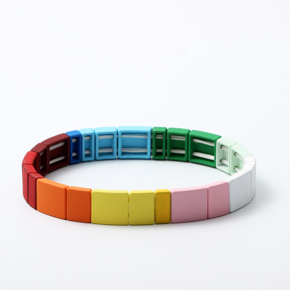 Personalized paint DIY rainbow polygonal arrow arc bracelet rubber paint colorful bracelet