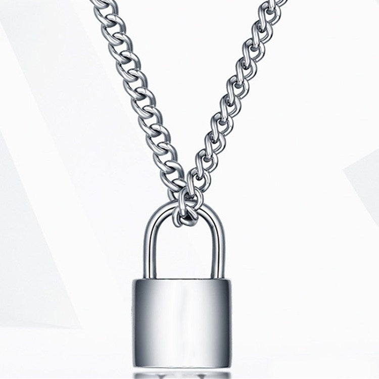 Punk lock key accessories pendant rock hip-hop trend pendant lock jewelry key lock double layer necklace