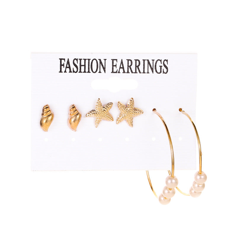 Earrings Fashion Set Tassel Earrings Bohemian Leaf Geometric 6 Pairs Stud Earrings