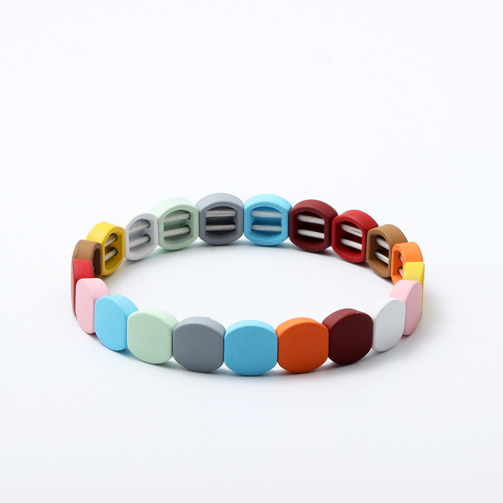 Personalized paint DIY rainbow polygonal arrow arc bracelet rubber paint colorful bracelet