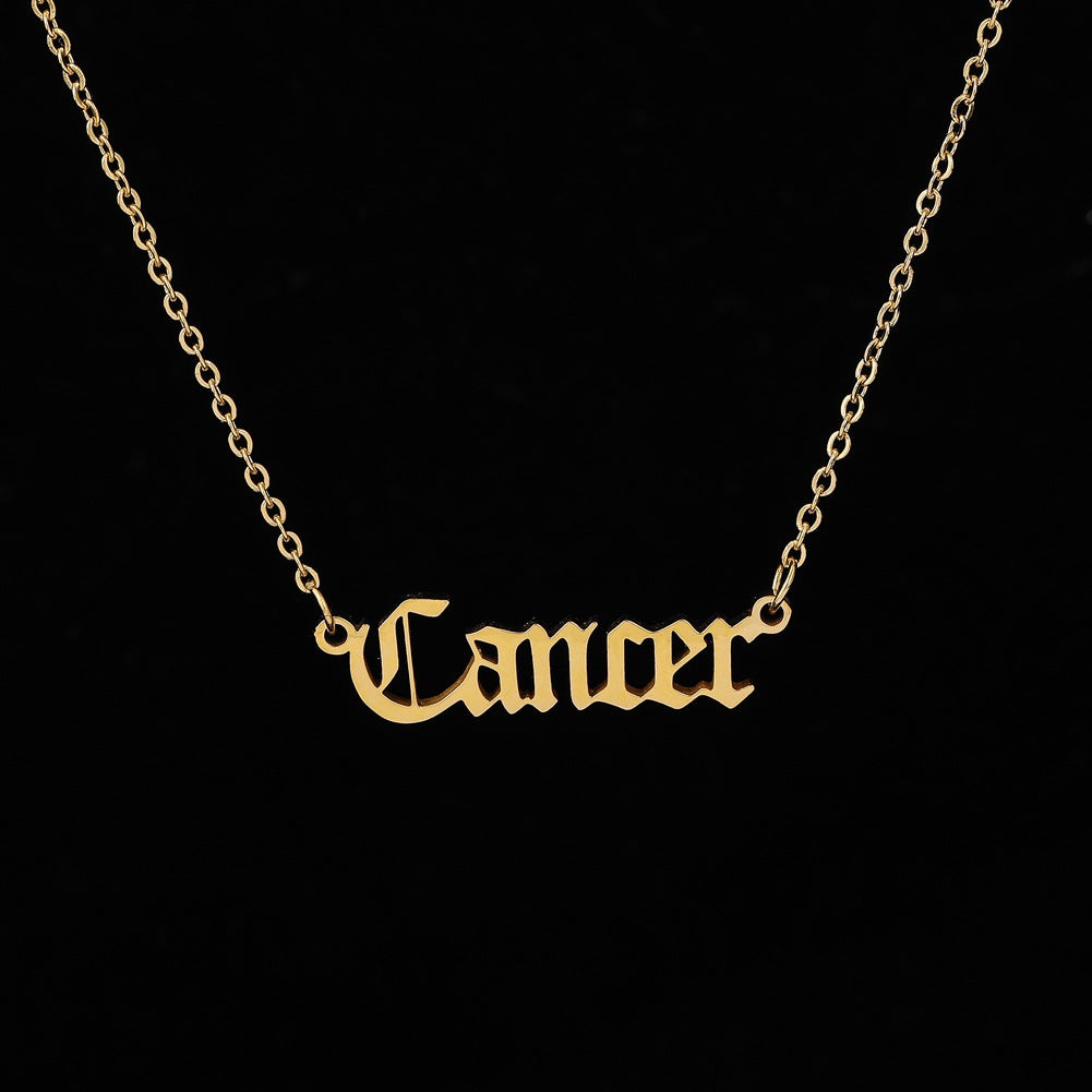 Fashion Personality Creative Item Jewelry Old English Cut Zodiac Necklace Straight