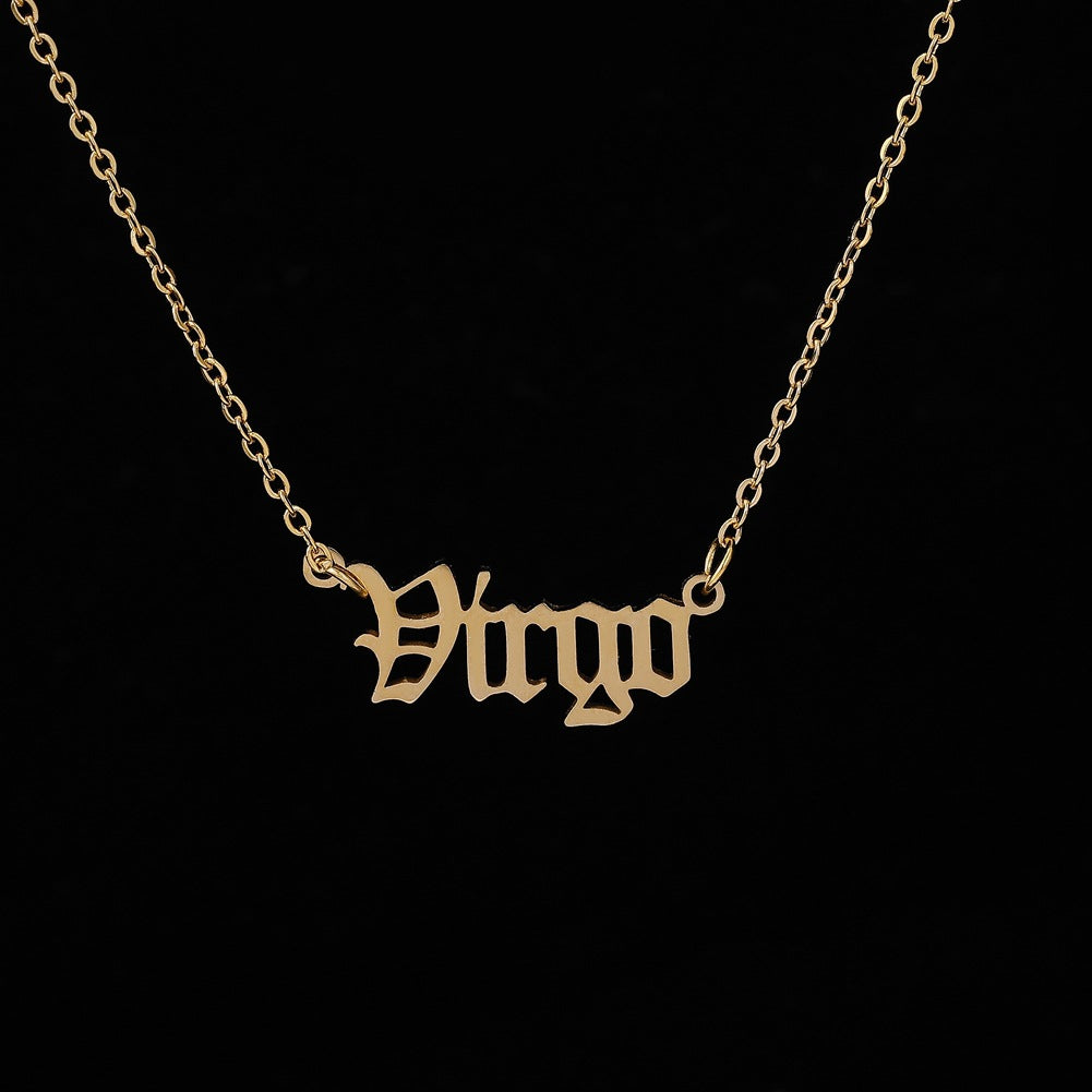 Fashion Personality Creative Item Jewelry Old English Cut Zodiac Necklace Straight