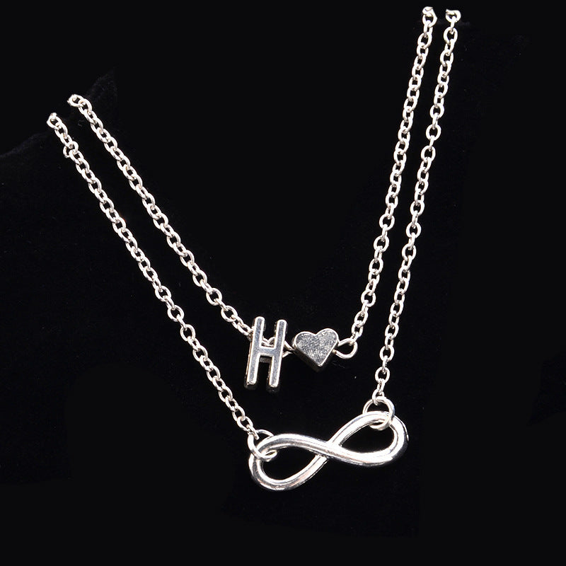 Heart 26 Letter Alloy Anklet Fashion Ladies Anklet Bracelet Multi-set Decoration