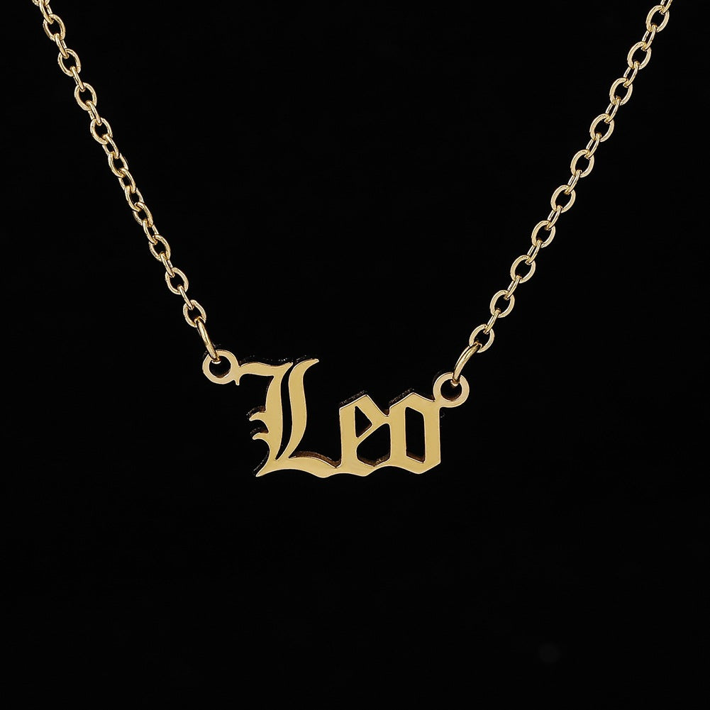 Fashion Personality Creative Item Jewelry Old English Cut Zodiac Necklace Straight