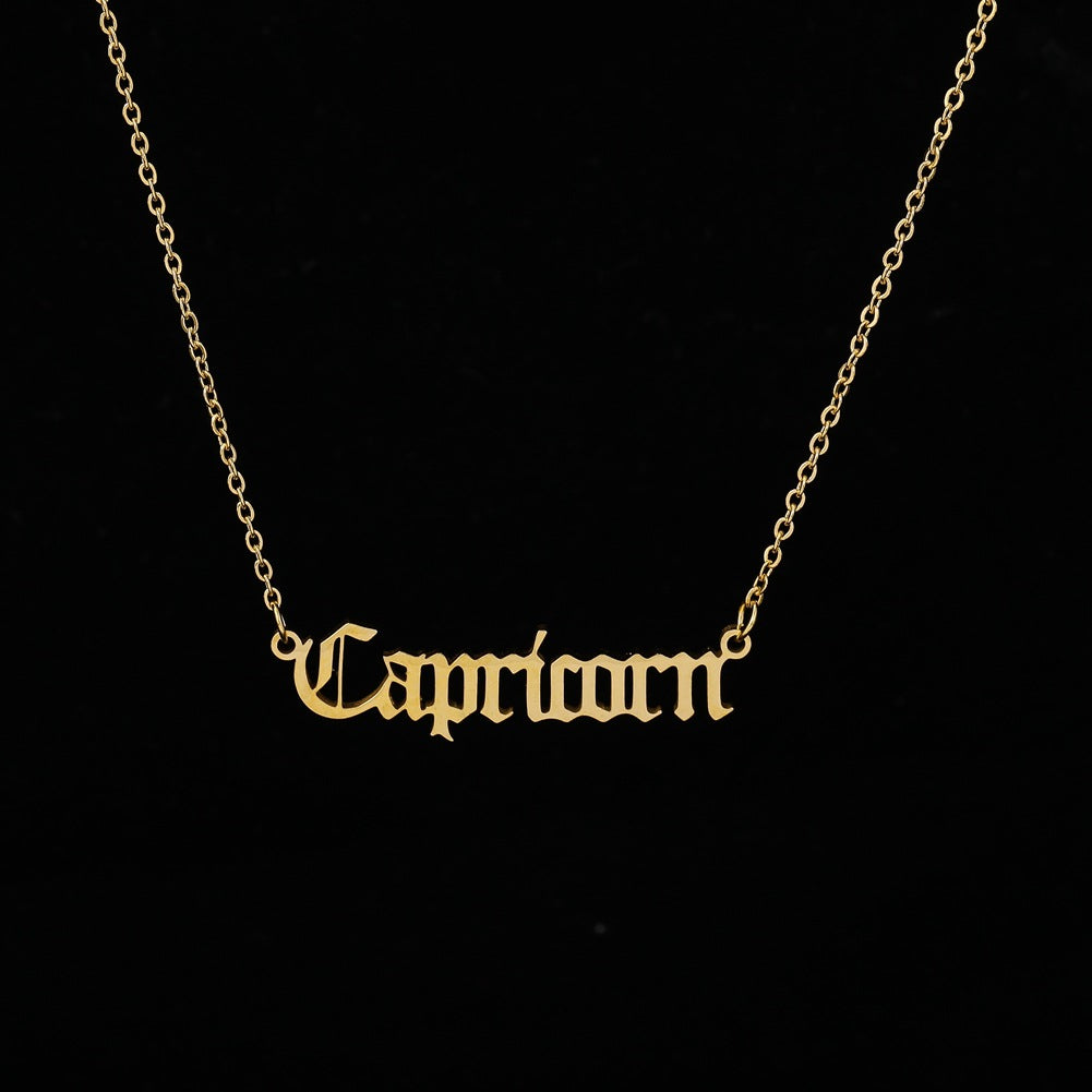 Fashion Personality Creative Item Jewelry Old English Cut Zodiac Necklace Straight