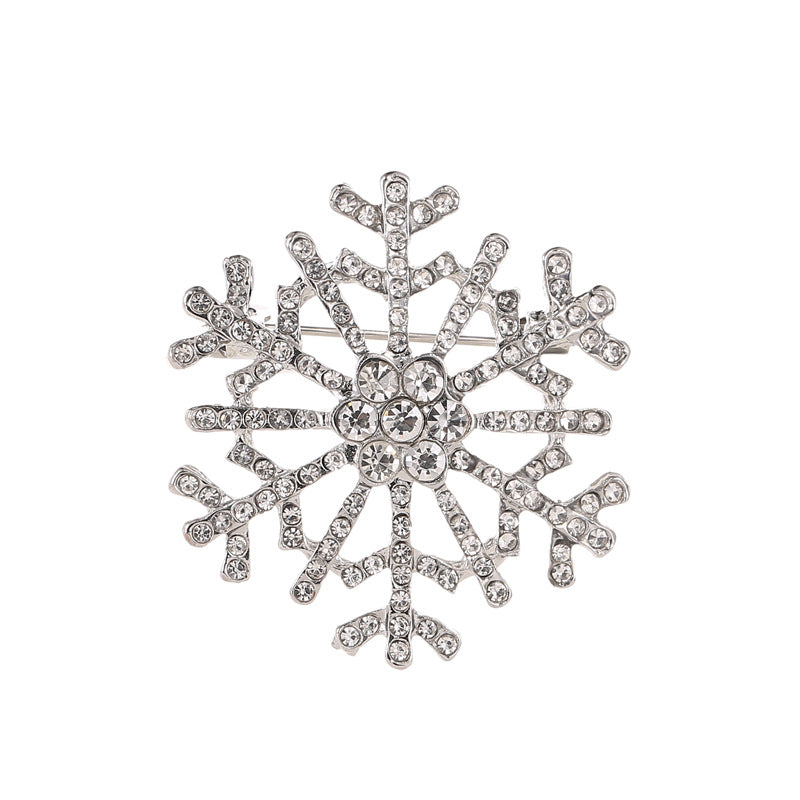 Temperament Diamond Corsage Pin Christmas Style Creative Snowflake Brooch Fashion Metal Pin Clothing Accessories